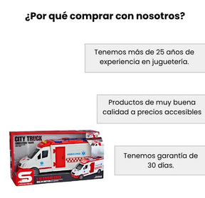 Ambulancia De Juguete Fricción Con Luces y Sonidos Mas Camilla Extraíble