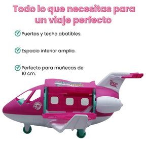 Avión Con Muñeca Piloto Mas Accesorios Interactivos Para Niñas