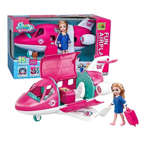 Avión Con Muñeca Piloto Mas Accesorios Interactivos Para Niñas