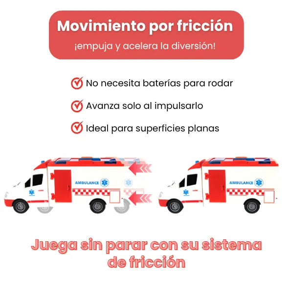 Ambulancia De Juguete Fricción Con Luces y Sonidos Mas Camilla Extraíble