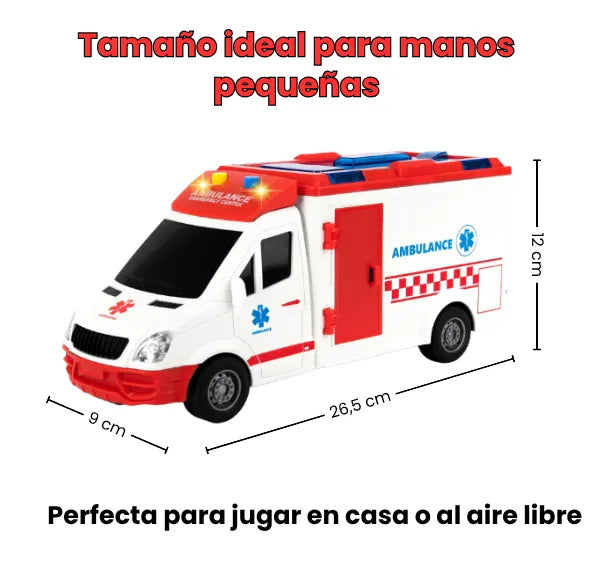 Ambulancia De Juguete Fricción Con Luces y Sonidos Mas Camilla Extraíble