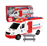 Ambulancia De Juguete Fricción Con Luces y Sonidos Mas Camilla Extraíble