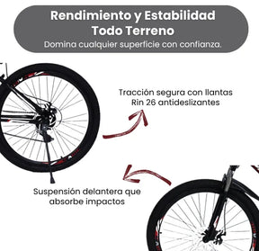 Bicicleta Rin 26 Con 21 Cambios De Velocidad Frenos De Disco Y Suspensión Delantera