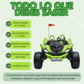 Carro Montable Buggy Eléctrico Infantil Control Remoto, Bluetooth, Luces LED