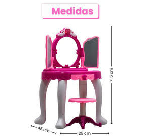 Tocador Para Niña Con Luz Sonido Silla Y Accesorios
