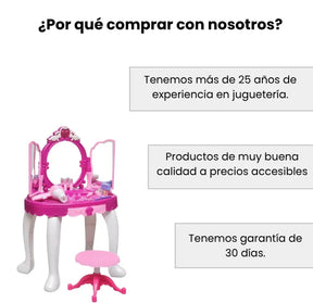 Tocador Para Niña Con Luz Sonido Silla Y Accesorios