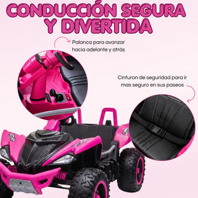 Carro Montable Buggy Eléctrico Infantil Control Remoto, Bluetooth, Luces LED