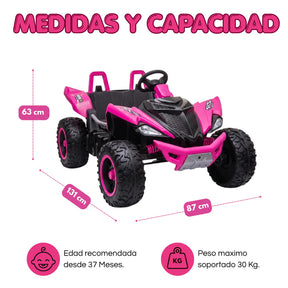 Carro Montable Buggy Eléctrico Infantil Control Remoto, Bluetooth, Luces LED
