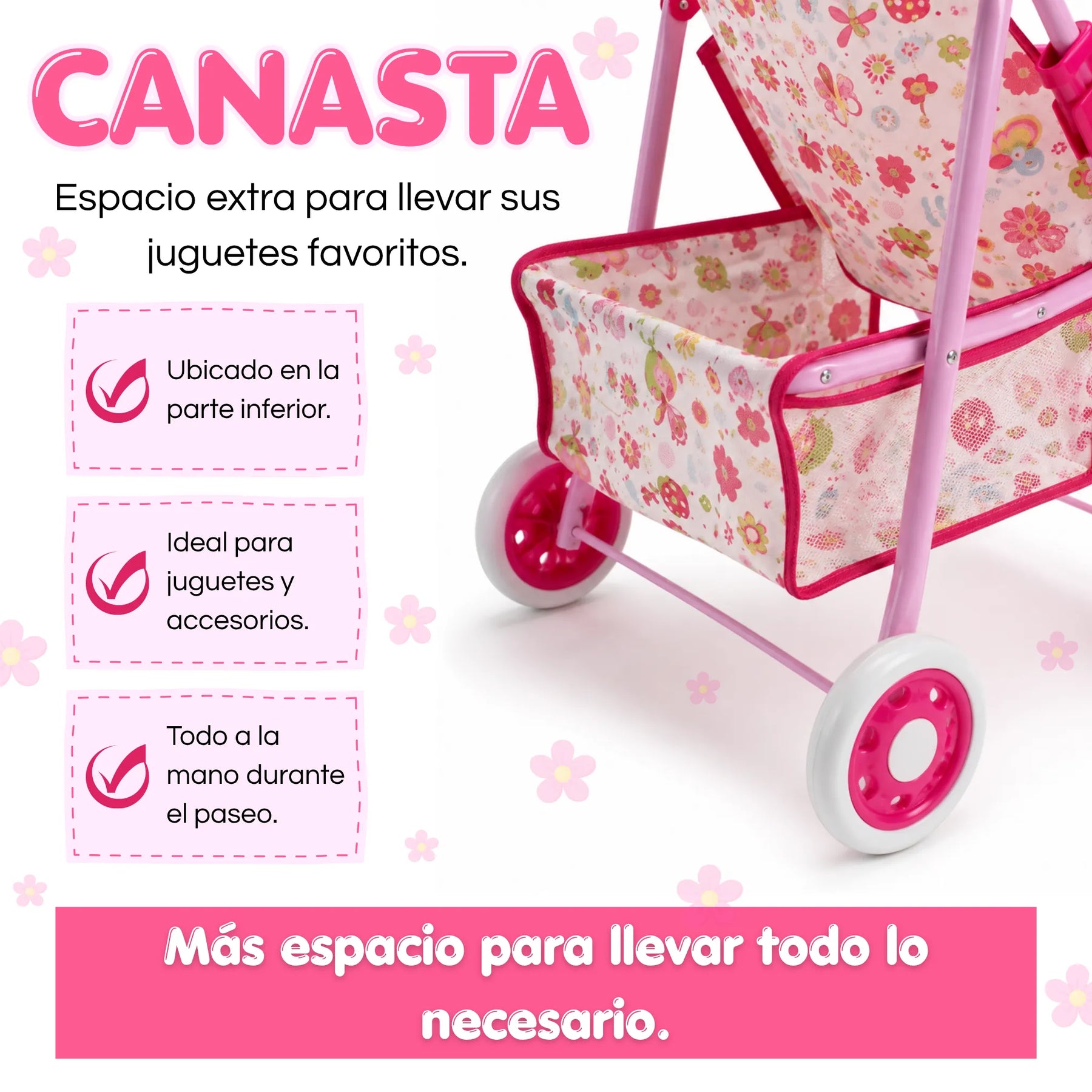 Coche Metálico Grande Plegable Para Muñecas