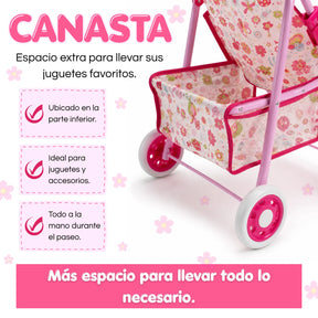 Coche Metálico Grande Plegable Para Muñecas
