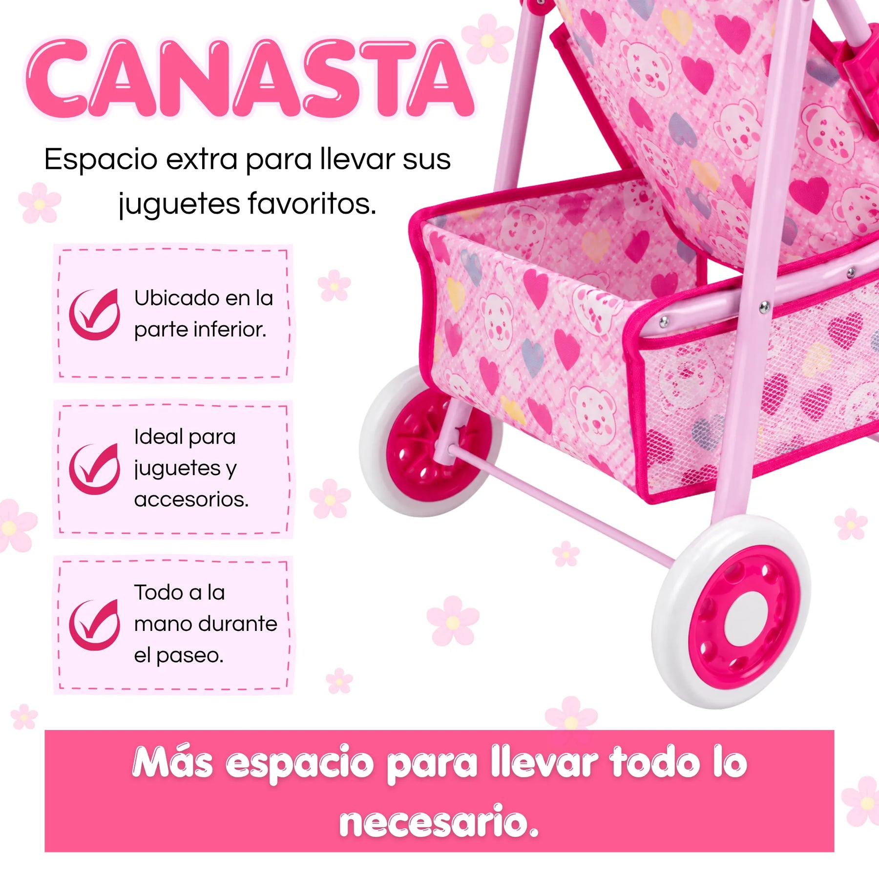 Coche Metálico Grande Plegable Para Muñecas