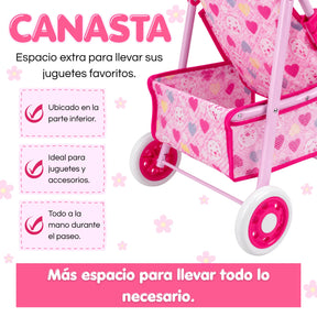 Coche Metálico Grande Plegable Para Muñecas