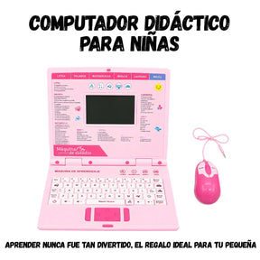 Computador Didactico Juguete Con 130 Funciones De Niña Rosado