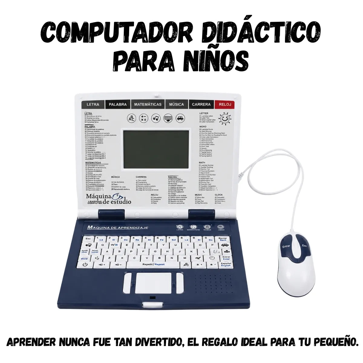 Computador Didactico Juguete Con 130 Funciones De Niño Azul