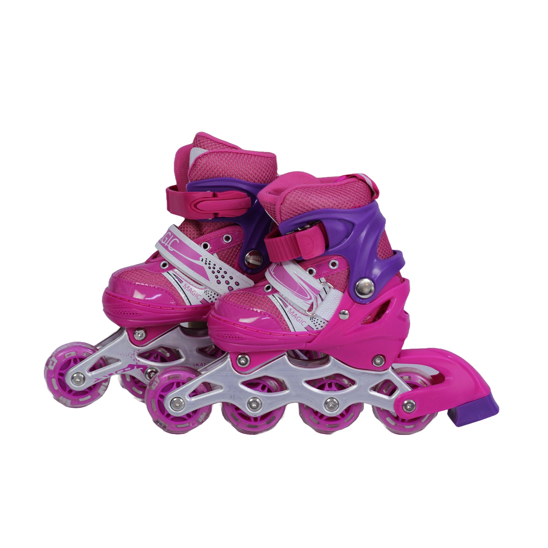 Patines Ajustables Para Niñas Con Kit De Protección 4 Llantas Y Línea