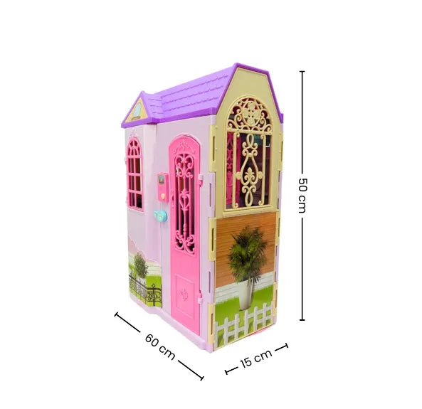 Casa de Muñecas Tipo Maleta con Muñeca y 60 Accesorios Para Niñas