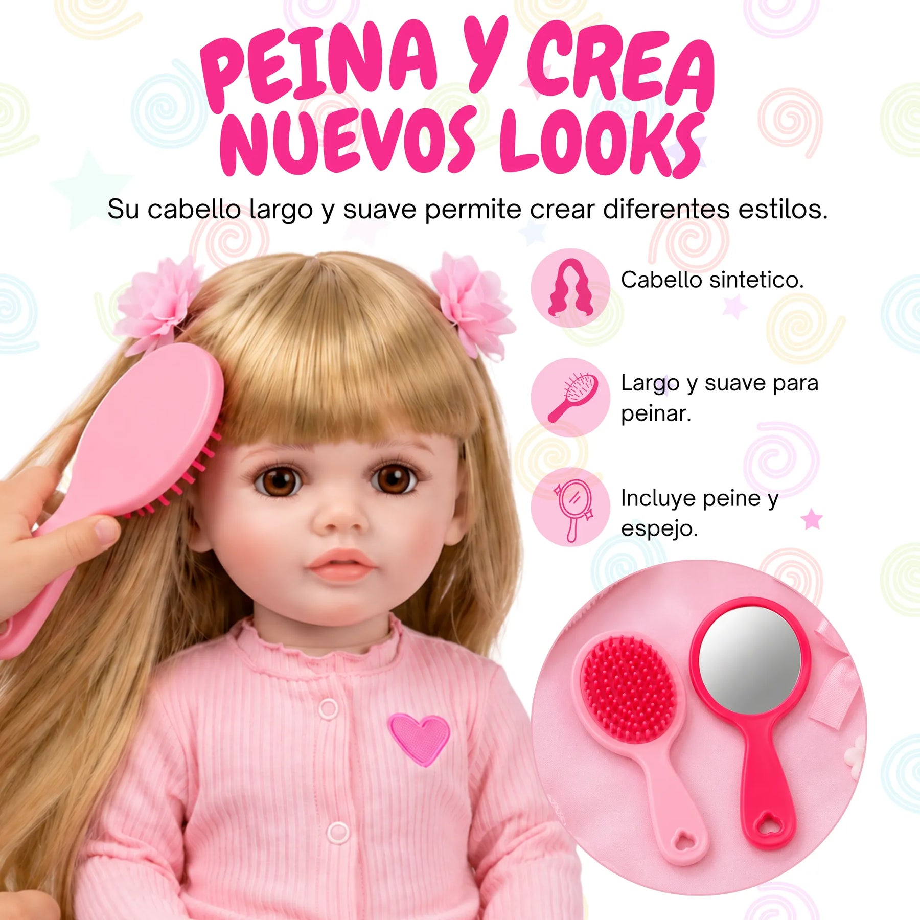 Muñeca Bebé Real Gestos Grande 55 cm Interactiva Habla, Canta, Mueve Cabeza, Boca y Manos