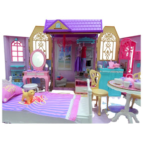 Casa de Muñecas Tipo Maleta con Muñeca y 60 Accesorios Para Niñas