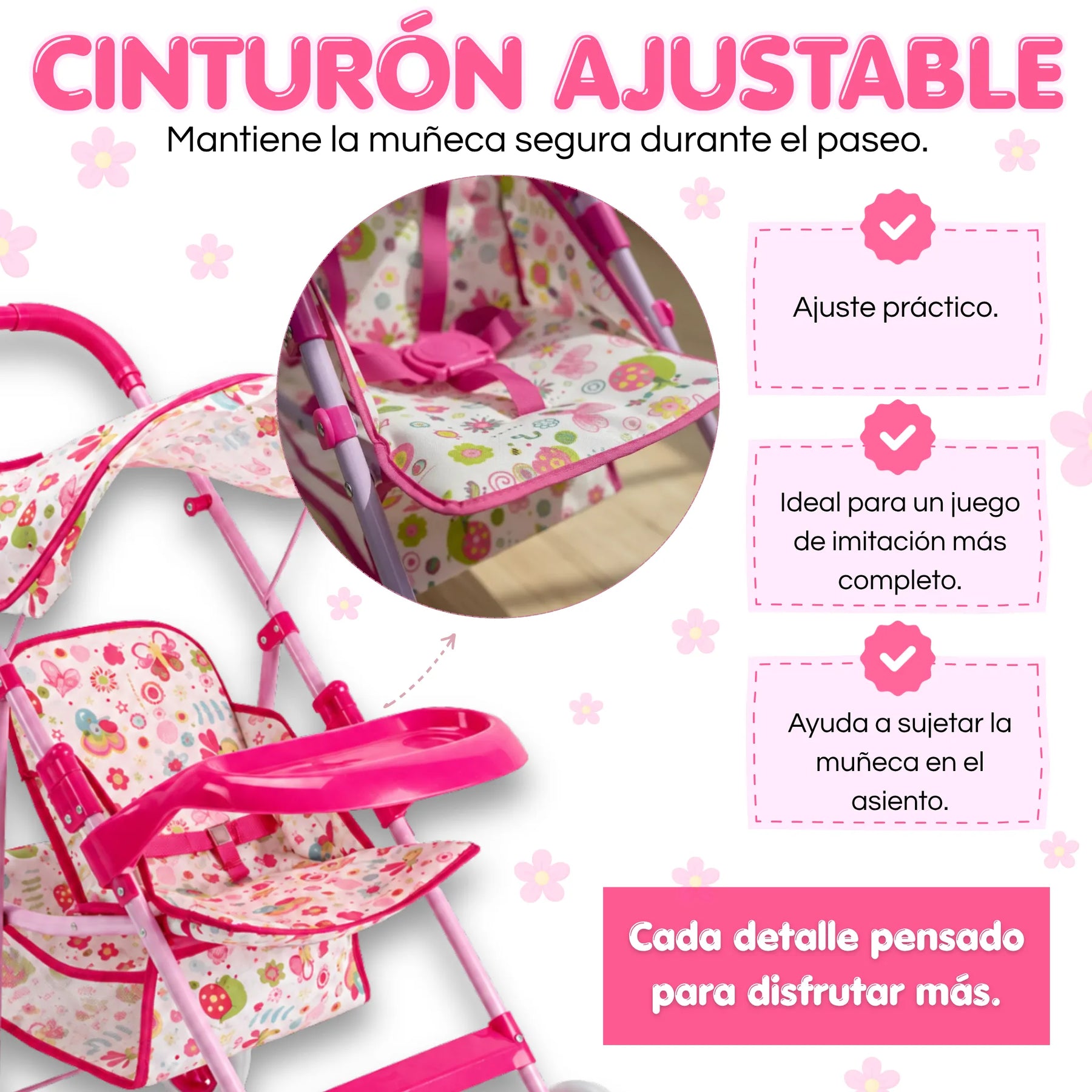 Coche Metálico Grande Plegable Para Muñecas
