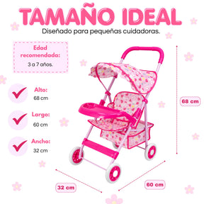 Coche Metálico Grande Plegable Para Muñecas