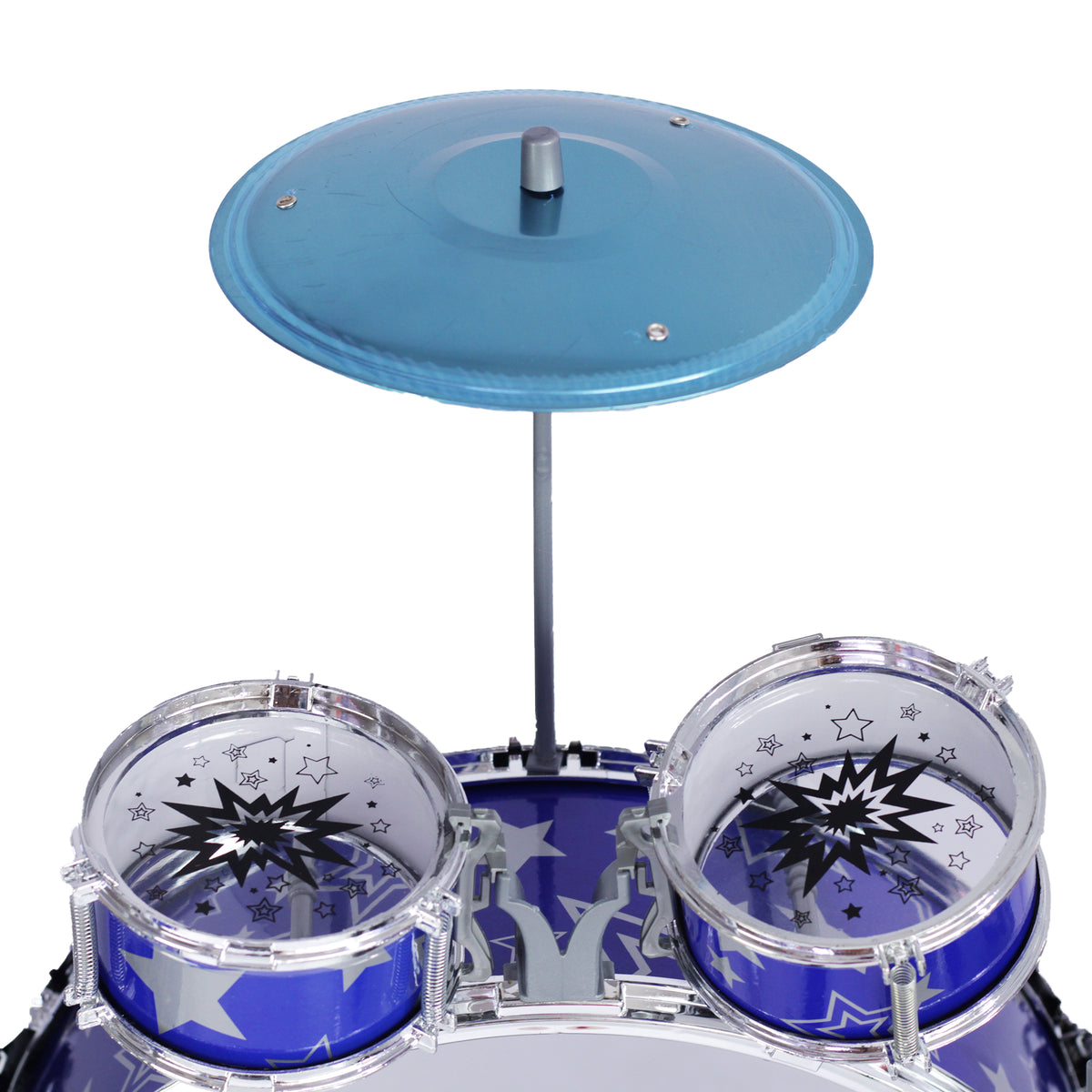 Bateria De Juguete Con Platillo Y Silla Para Niños Color Azul