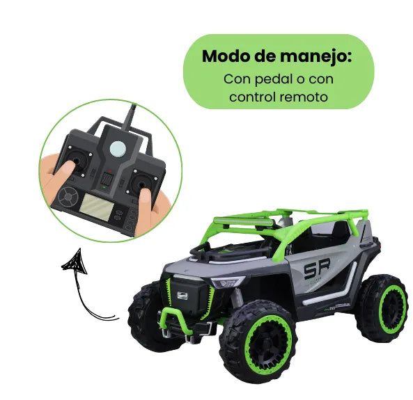 Montable Eléctrico Campero Grande Con Luces LED, Sonidos, Bluetooth Y Control Remoto