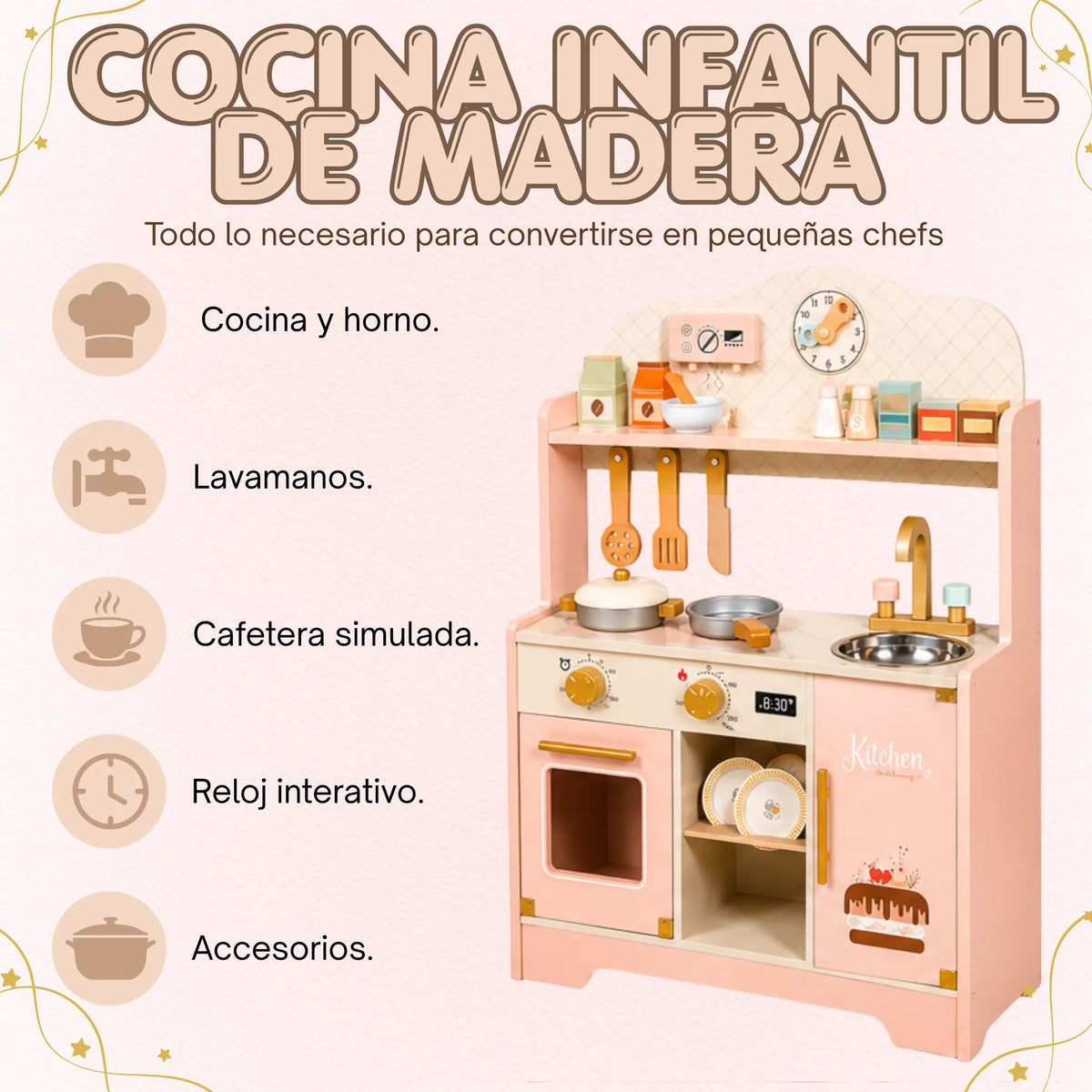 Cocina Infantil de Madera con Accesorios
