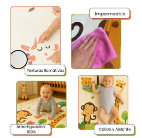 Tapete De Juego Plegable Para Bebé Doble Faz Acolchonado Y Antideslizante