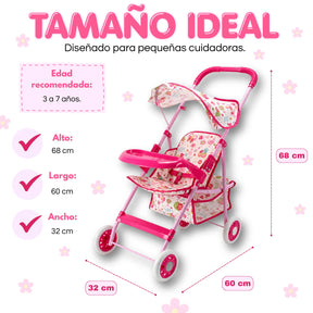 Coche Metálico Grande Plegable Para Muñecas