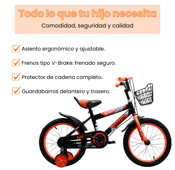Bicicleta Infantil Rin 16 Para Niño Con Llantas Auxiliares