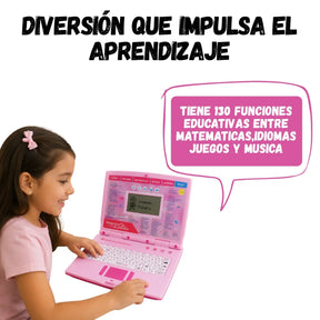 Computador Didactico Juguete Con 130 Funciones De Niña Rosado