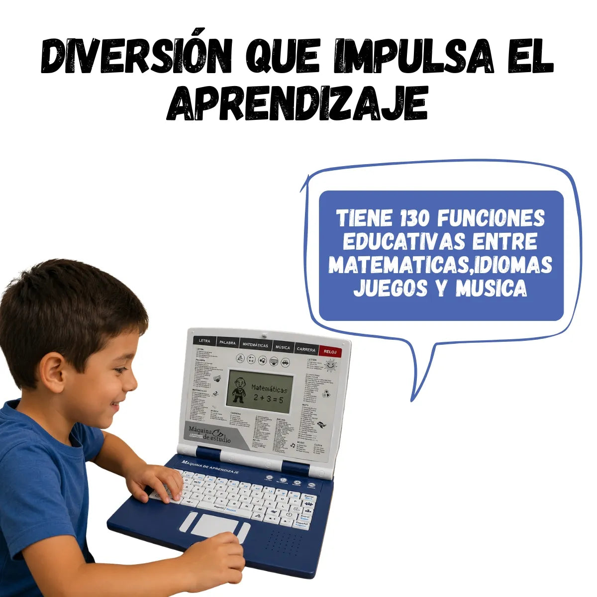 Computador Didactico Juguete Con 130 Funciones De Niño Azul