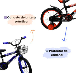Bicicleta Infantil Rin 16 Para Niño Con Llantas Auxiliares