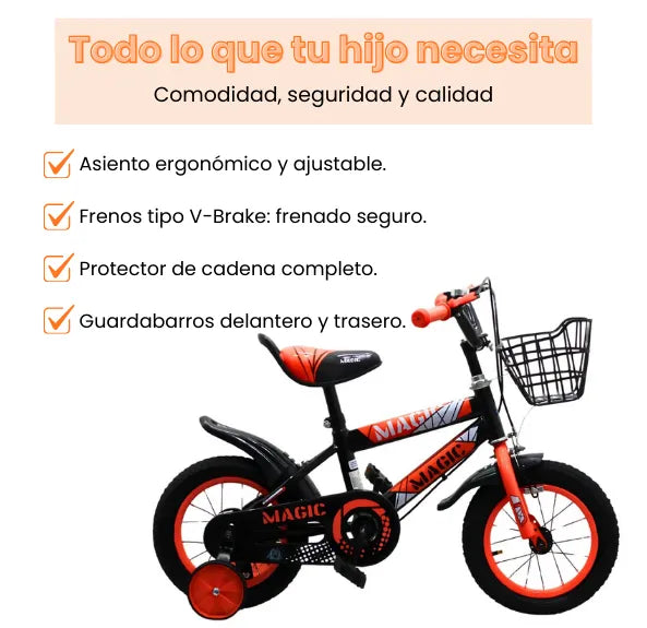 Bicicleta Infantil Rin 12 Para Niño Con Llantas Auxiliares