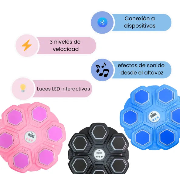 Tablero de Boxeo Musical Infantil con Luces LED Y Bluetooth