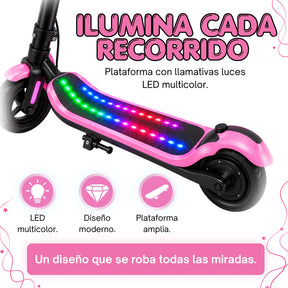Scooter Eléctrico con Luces LED, Bluetooth y Pantalla Digital Para Niña y Niño
