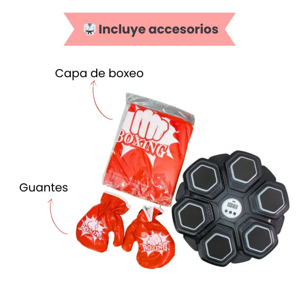 Tablero de Boxeo Musical Infantil con Luces LED Y Bluetooth