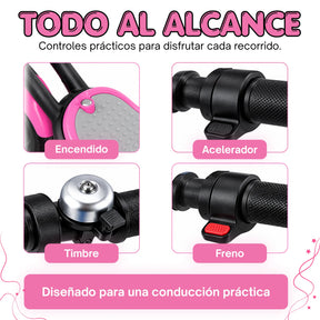 Scooter Eléctrico con Luces LED, Bluetooth y Pantalla Digital Para Niña y Niño