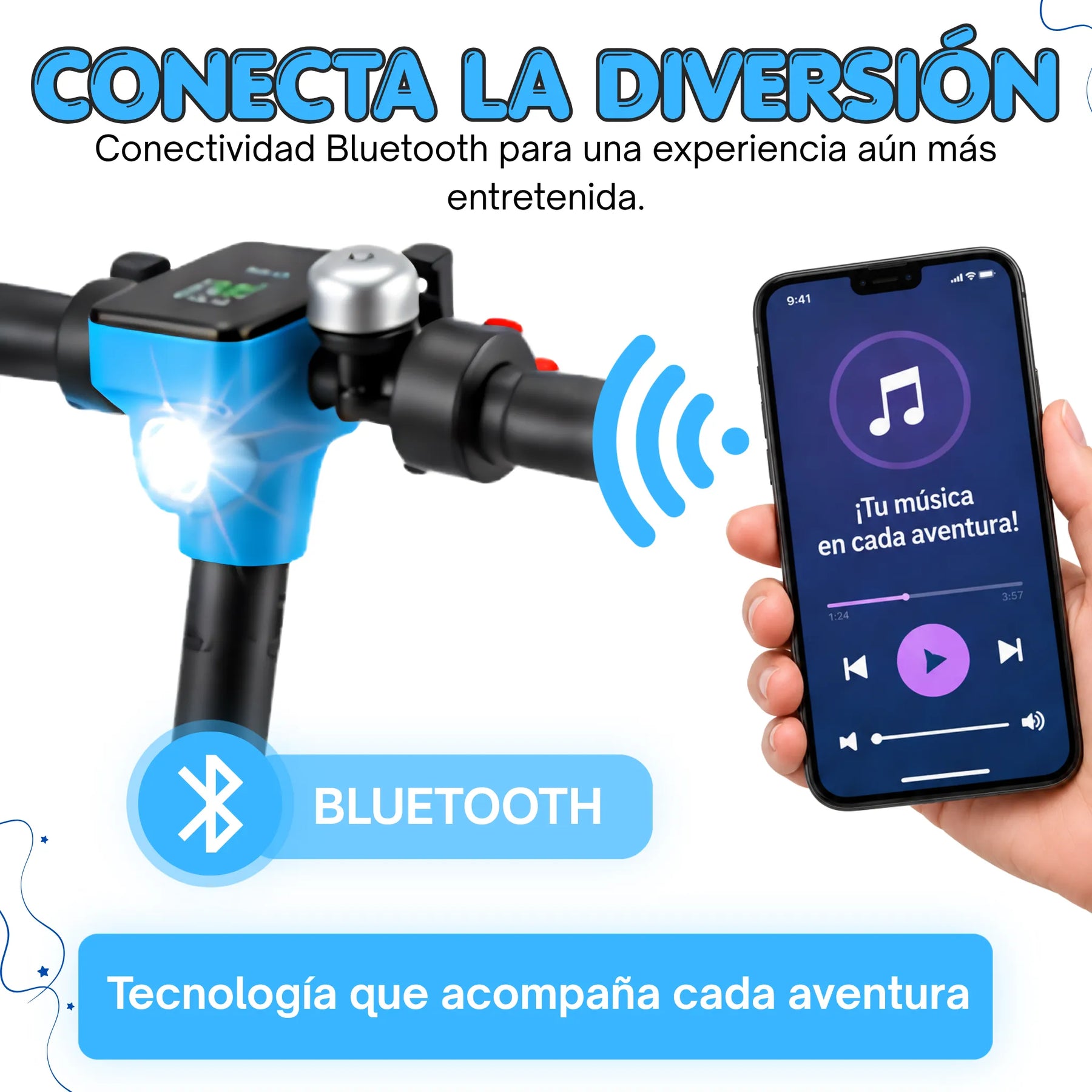 Scooter Eléctrico con Luces LED, Bluetooth y Pantalla Digital Para Niña y Niño