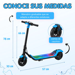 Scooter Eléctrico con Luces LED, Bluetooth y Pantalla Digital Para Niña y Niño