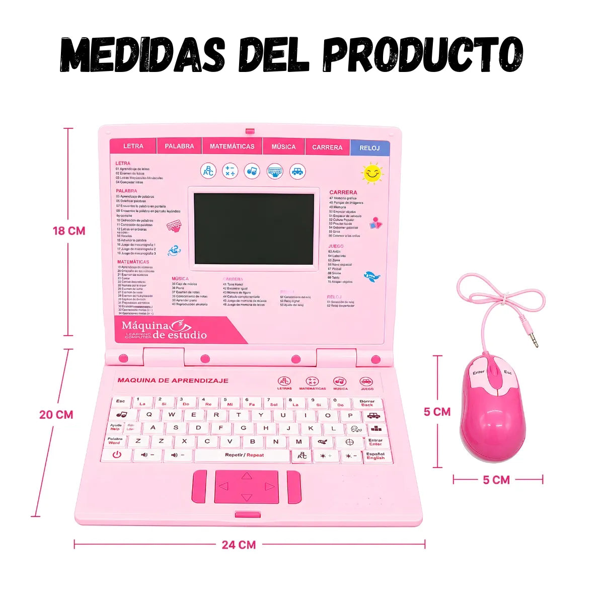 Computador Didactico Juguete Con 130 Funciones De Niña Rosado