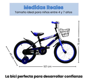 Bicicleta Infantil Rin 16 Para Niño Con Llantas Auxiliares