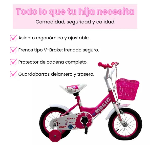 Bicicleta Infantil Rin 12 Para Niña Con Llantas Auxiliares