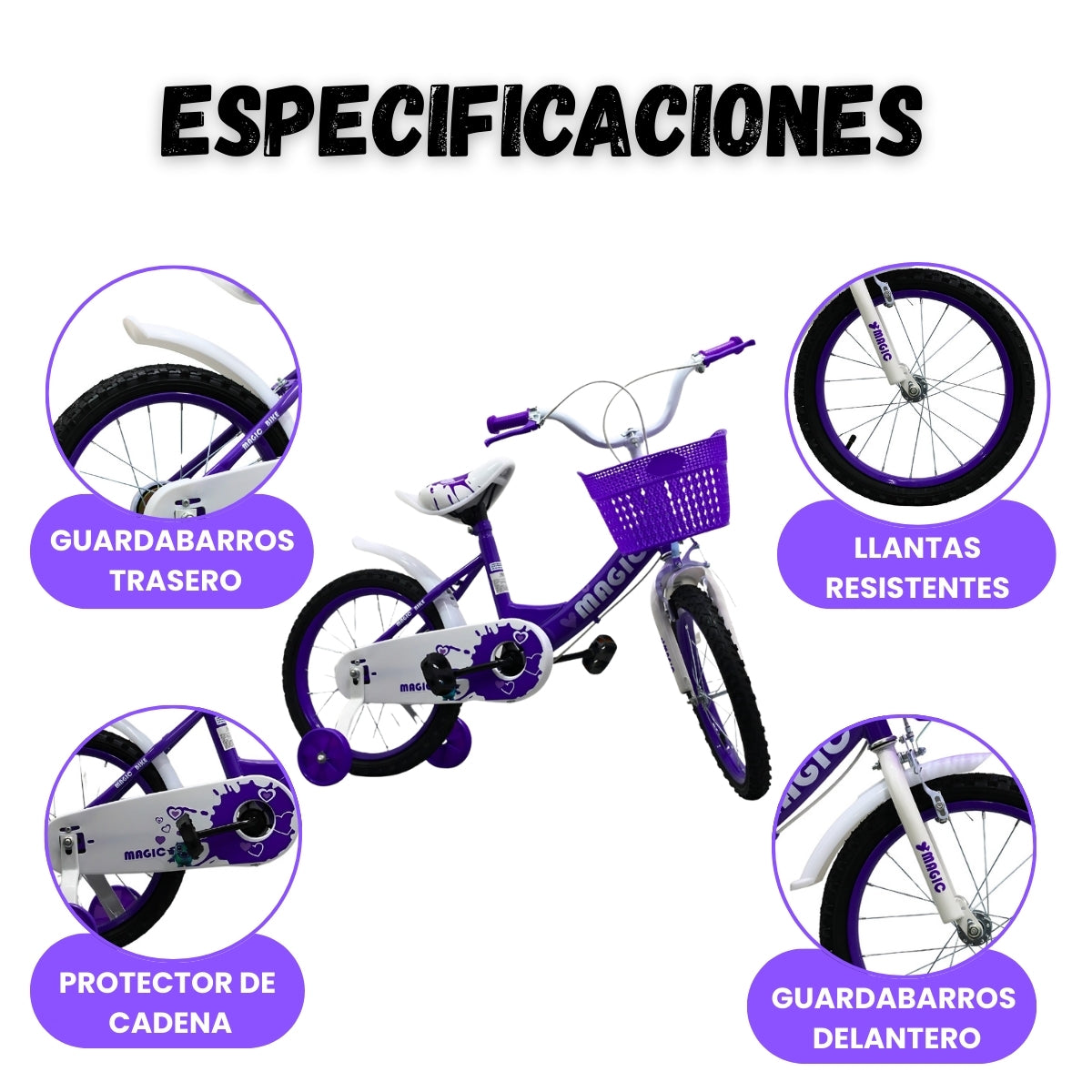 Bicicleta Infantil Rin 16 Para Niña Con Llantas Auxiliares