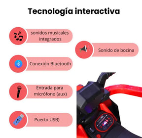 Montable Cuatrimoto Pequeña Para Niños Con Guía, Luces y Bluetooth