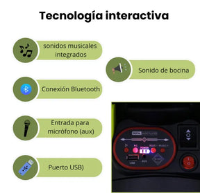 Montable Cuatrimoto Pequeña Para Niños Con Guía, Luces y Bluetooth