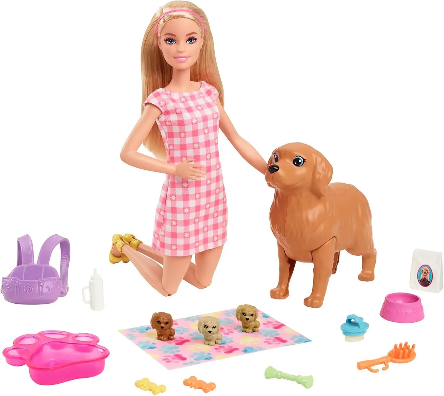 Conjunto De Juego De Muñeca Barbie Y Cachorros Recién Nacidos HCK75