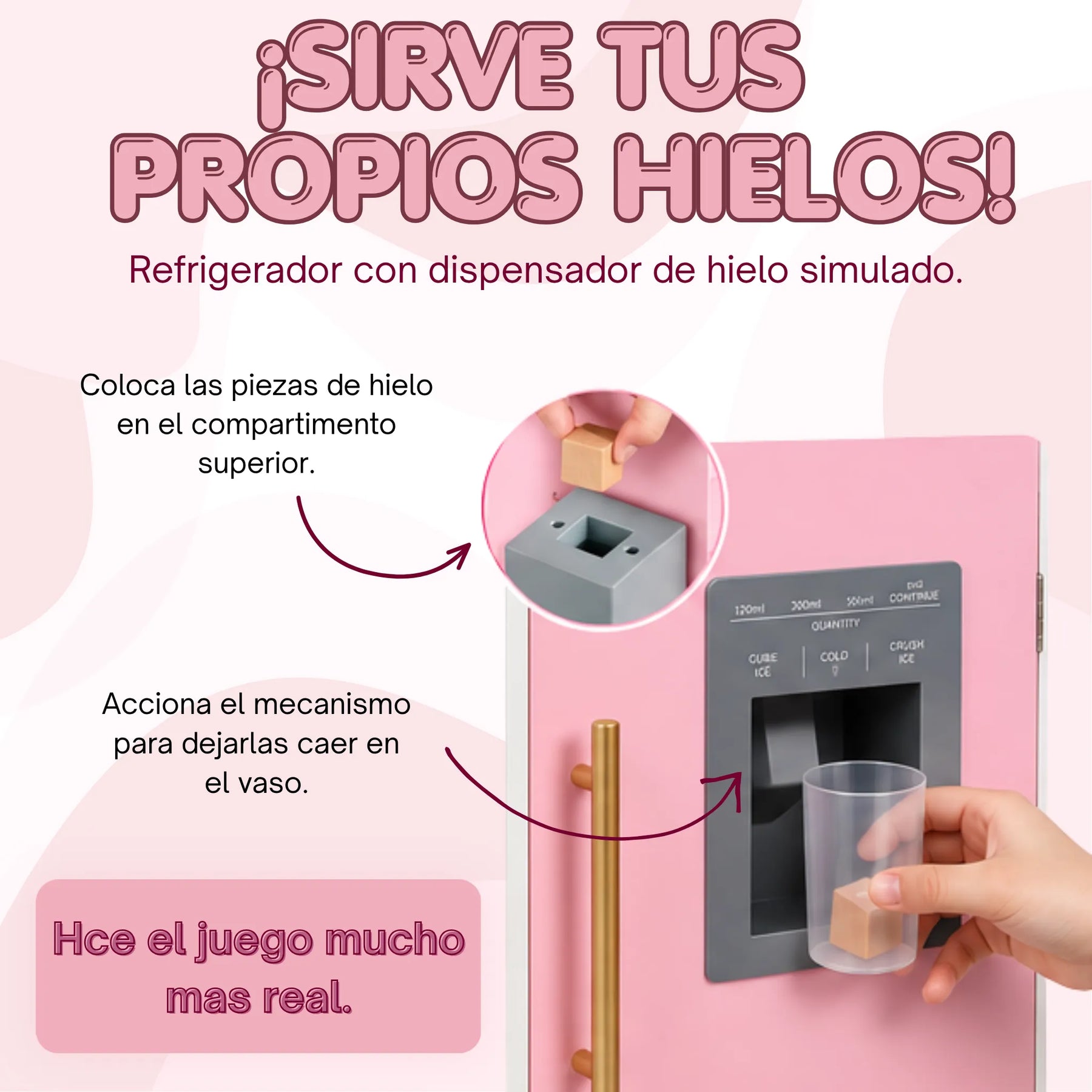 Cocina Infantil de Madera Grande 3 en 1 con Refrigerador, Cafetera, Lavadora y Accesorios