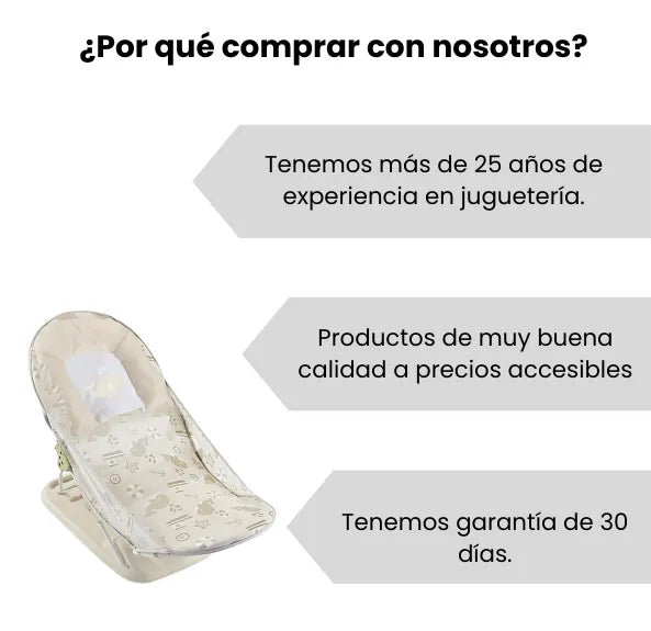 Silla Reclinable Para Baño de Bebé Plegable Con Cojín y 3 Niveles de Altura