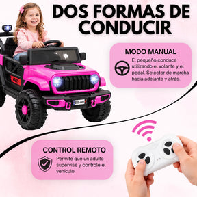 Montable Campero Mediano Para Niña Con Control Remoto, Luces LED Y Sonidos